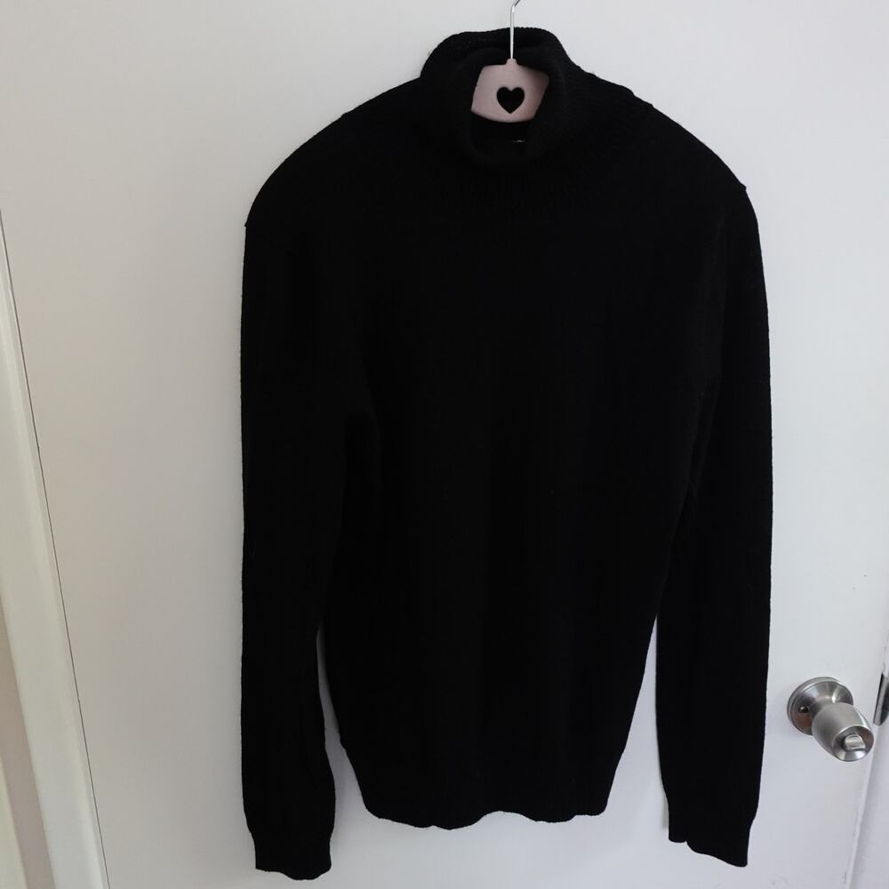 Giordano Merino Wool Washable Black Long Sleeve Turtleneck Top Sweater Womens L
